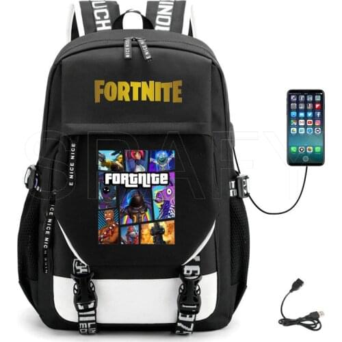 Hot MINECRAFT School Backpack USB Charge School Bag For Teenager Boy Anti-Theft Childrens Schoolbags Laptop Backpack