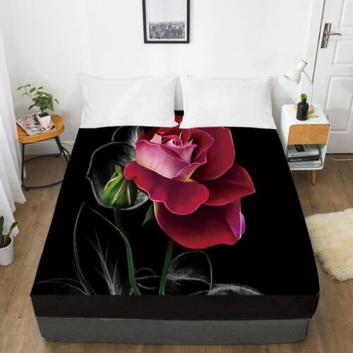 Elastic fitted sheet bed sheet With An Elastic Band 150x200/180/200/160x200 Mattress Cover Bed cover 1pc Black Lotus