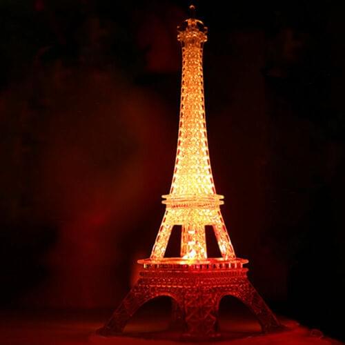 Romantic Eiffel Tower Color Changing LED Night Light Bedroom Home Decoration Eiffel Tower Souvenir Eiffel Tower Statue