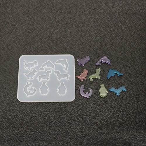 DIY crystal epoxy mold earrings small dinosaur dolphin octopus mold mirror resin silicon mold pendant creative handmade jewelry