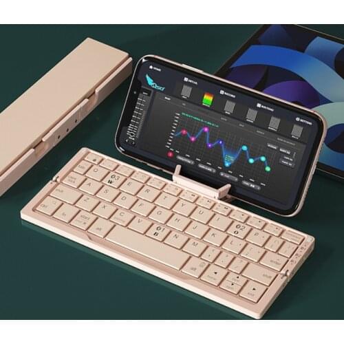 Mini Folding Bluetooth Wireless Keyboard for Tablet Phone Aluminum Alloy Portable Foldable Cute Pink Keypad For Windows Android