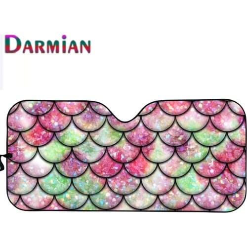 The New Shining Mermaid Flakes Printing Design Car Sun Shade Front Windshield for Women Girl UV Protect Foldable Sunshade Covers