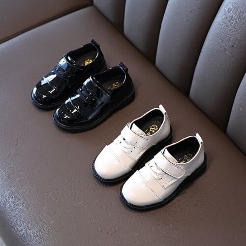 2021 Child New Boys Girls Fashion Wedding Patent Leather Shoes For Boys Loafers Big Kids Black Shoe 3 4 5 6 7 8 9 10 11 12 Years