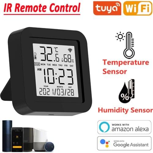 Tuya WiFi IR Remote Control with Temperature Humidity Sensor Display Smart Universal Infrared For AC TV DVD, Alexa Google Home