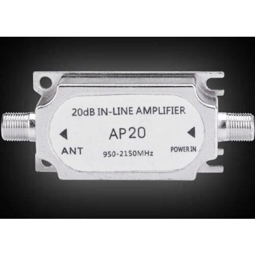 Satellite 20Db Gain Inline Amplifier Signal Booster 950-2150MHZ AMP Directv FTA RG6 Cables Channel Strength