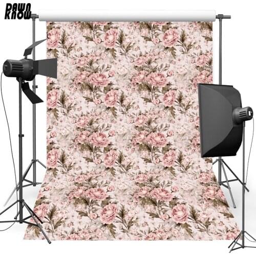 DAWNKNOW Flower Wall Vinyl Photography Background For Baby New Fabric Polyester Backdrop For Wedding Photo Studio S2540
