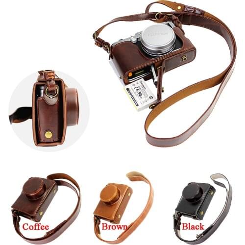 Luxury Camera Video Case Bag For Fujifilm X100 X100S PU Leather Camera Bag Vintage protect Cover take out Battery directly