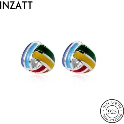 INZATT Real 925 Sterling Silver Rainbow Stud Earrings Fashion Women Fine Jewelry Party Minimalist Cute Accessories Gift
