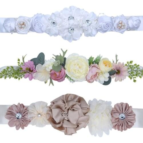 Wedding Bridal Flower Girl Sash Wedding Sash Fashion Polyester Floral Women Dress Belts Satin Ribbon Flower Belt
