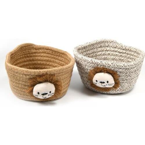 1Pcs Cartoon Animals Hand Woven Storage Basket Kids Toys Desktop Sundries Storage Box Laundry Baskets