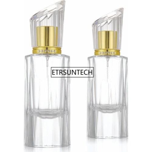 20pcs 50ml Glass Refillable Perfume Bottle, Square Portable Atomizer Empty Bottle with Spray Applicator For Travel F2996