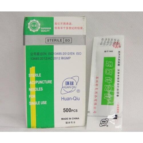 Quality 500pcs Huanqiu sterile disposable acupuncture beauty massage acupuncture needle 0.16/0.18/0.22/0.25/0.30/0.35mm