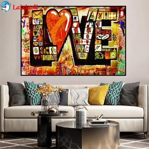 Diamond Painting Modern graffiti art, love Cross Stitch Diamond Mosaic Picture Rhinestone Embroidery crystal Beaded Handicraft