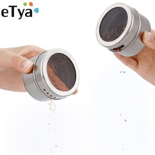 1 Pcs Stainless Steel Seasoning Jar Tins Clear Top Lid with Soft or Pour Magnet on Refrigerator & Grill Condiment Organizer