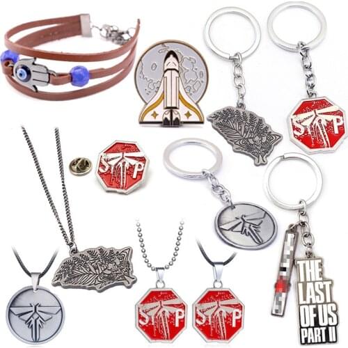 Game The Last of Us 2 Keychain Metal Pendant Keyring Bead Chains Necklace For Men Car Jewelry llavero Porte Clef Chaveiro Gift