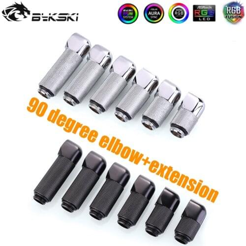 Bykski 90 Degree Rotary & Extension Adapter Dual G1/4 Thread Fitting Brass Extend 15MM-40MM Angle Water Cooler Parts B-RD90-EXJ