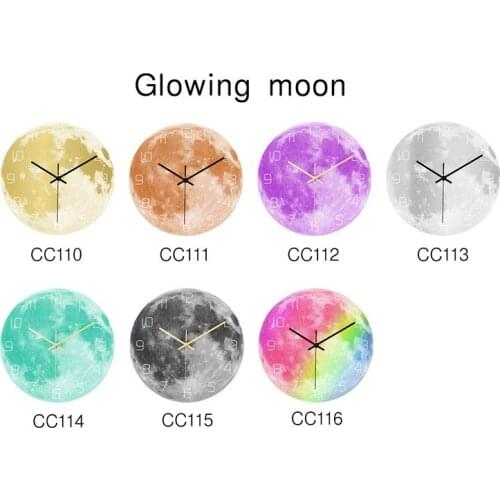 Glowing Moon Wall Clock Acrylic Luminous Nordic Novelty Wall Clock Glowing Livingroom Bedroom Decor Wanduhr Home Decor BY50GZ