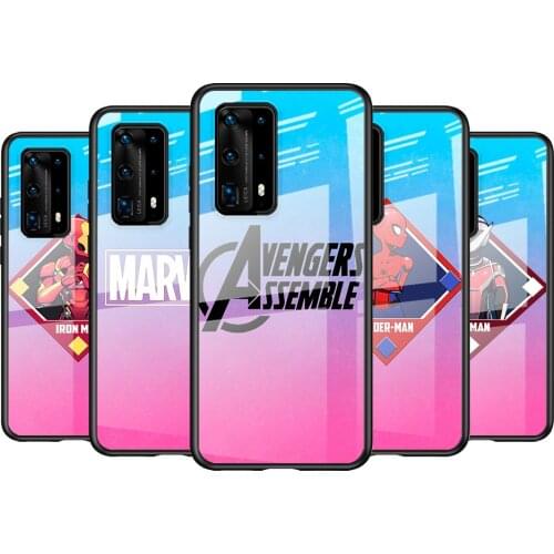 Tempered Glass Cover Avengers superhero For Huawei P40 P30 P20 P10 Pro Plus Lite 5G 2019 Shockproof Shell Phone Case