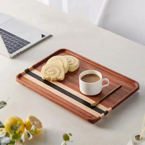 Wooden Plates Dishes Food Fruit Tea Coffee Storage Trays