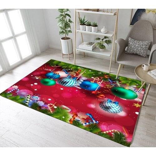 Indoor Christmas Balls And Pine Leaves Childrens Room Floor Carpet Kitchen Area Rug Living Room Cushion Bathroom Non-Slip Mat