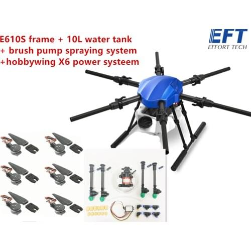 EFT new upgrade E610S 10L 10kg agricultural spray drone frame six-axis waterproof folding drone frame with X6 power system UAV