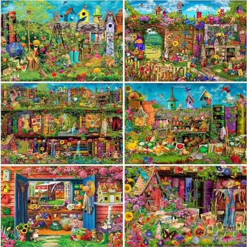 EverShine Diamond Painting Garden Full Square Diamond Embroidery Flower Cross Stitch Landscape Mosaic Rhinestones Handmade Gift