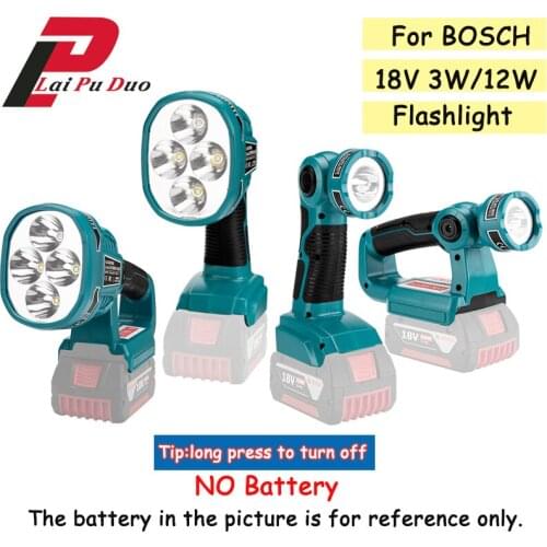 Pistol/Portable 3W/12W 18V LED Work Light Lamp Flashlight (NO Battery,NO Charger)Lithium Battery USB Outdoor Lighting For BOSCH