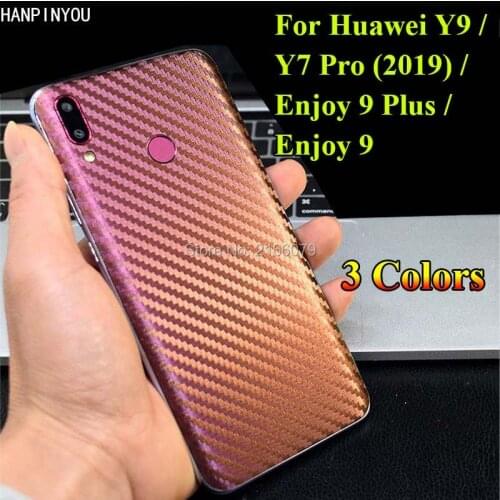 For Huawei Y9 Y7 Pro 2019 Enjoy 9 Plus 9Plus 3D Gradient Carbon Fiber Rear Back Cover Decal Skin Phone Protective Sticker Film