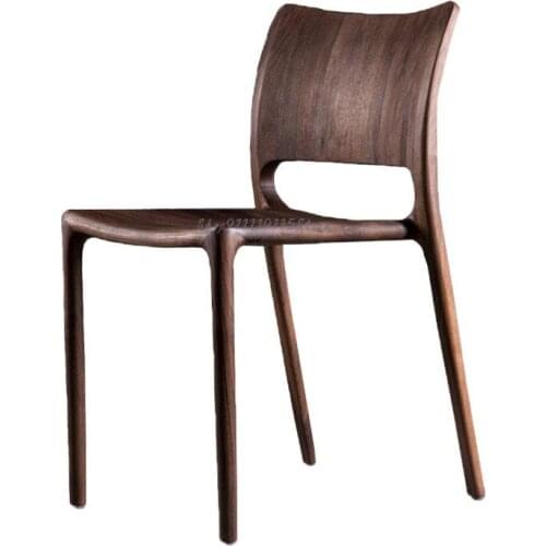 Customized Black Walnut Solid Wood Dining Chair Nordic Luxury Log Stool Full Wood Back Chair Chinese Office Chair Simple