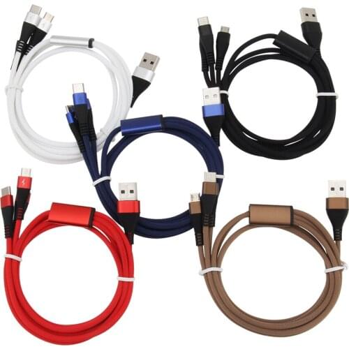 1.2m 3 in 1 USB Cable for iPhone 11Charger Fast Charging Micro Usb Type C Cables for Samsung S10 Xiaomi Redmi Note 8 8Pin Cord