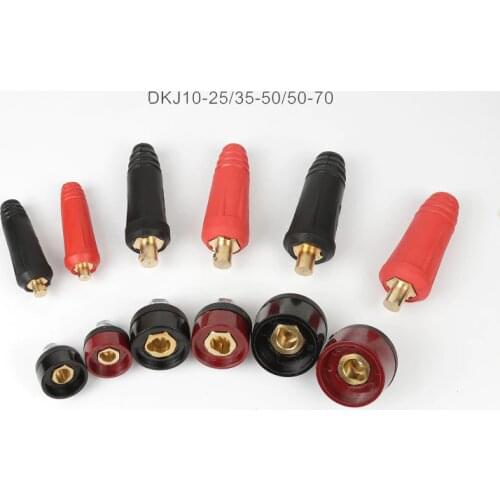 RED BLACK 10-25 35-50 50-70 Euro Style Cable Connector-plug Welder spot brass connector plug socket 2PCS