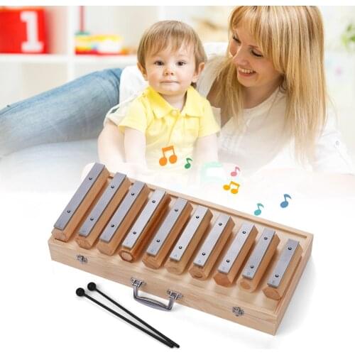 Muslady 10 Notes Xylophone Percussion Instrument Glockenspiel Disconnect-type Design for Musical Education Rhythm Training