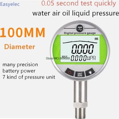 Dia 100mm Stainless Steel Intelligent Precision Digital Display Pressure Gauge Vacuum Negative Pressure Water Pressure Gauge