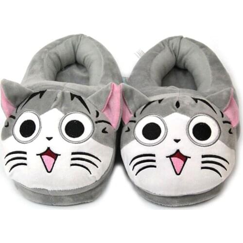 Furry Slippers Cartoon Animal Kitty Home Flip Flops Plush Indoor Shoes Men Slides Warm Comfortable Leisure Winter Men Slippers