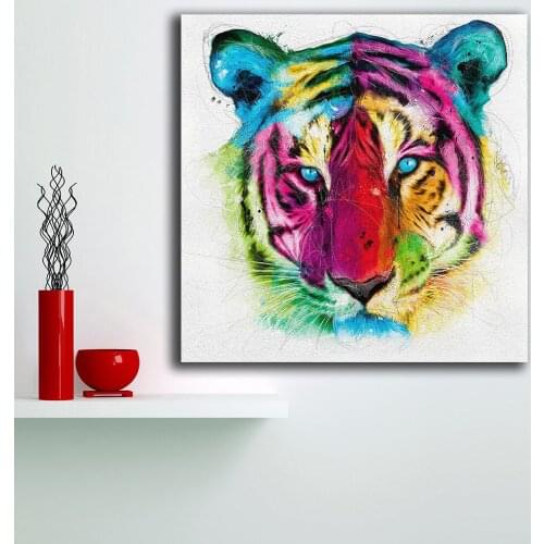Fashion Oil Painting Tiger-head Pop Paiting Home Decor On Canvas Modern Wall Art Canvas Print Poster Canvas Painting Unframed