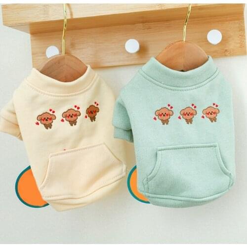 Cartoon Dog Clothes Pet Pocket Hoodies Soft Breathable Puppy Cat Short Sleeve Shirt Coat Autumn O-Neck Hoody Dogs Sweatshirt