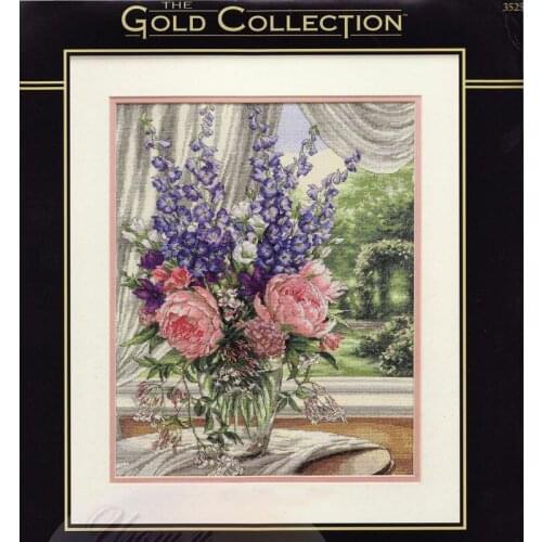 14/16/18/27/28 top Quality lovely counted cross stitch kit peony and delphinium, Peonies and Delphiniums flowers dim 35257