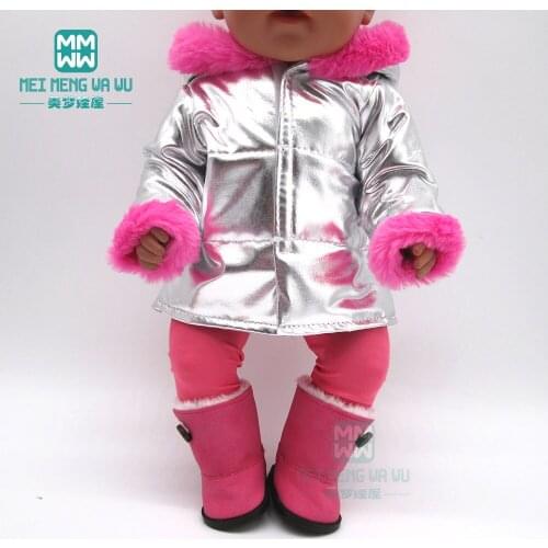Clothes for doll fit 45cm baby new born doll accessories Fashion shiny coat red, pink, silver, yellow