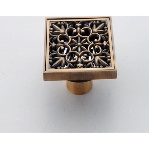 Whosale Or Retail European Carving Panel Style Floor Drains Filter Covers Antique Copper Deodorant Floor Drain Strainers