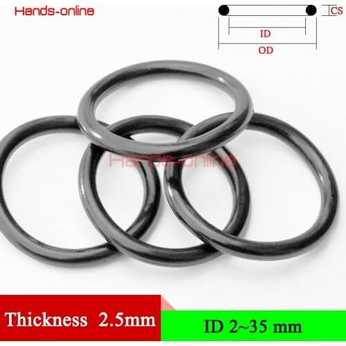 Rubber O Rings Oring Thickness 2.5mm/0.098" Inner Diameter 2-35mm/0.079"-1.378" NBR70 Nitrile Ring Gasket Oil Gas Water Seal