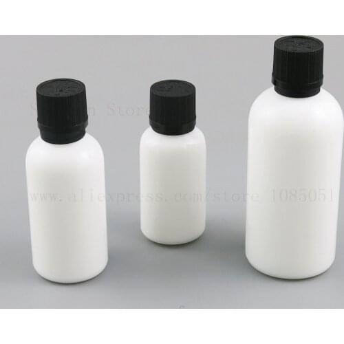 20 x glass bottle 15ml 1oz 30ml 50ml 100ml White Glass Essential Oil e liquid Bottle With Child proof Cap