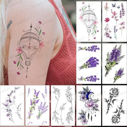 Waterproof Temporary Tattoo Sticker Color Pink Green Flower Balloon Cute Tatto Waist Fake Tatoo Woman Man Child Flash Tattoos