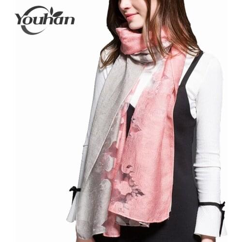 YOUHAN 2021 Women Scarf Brand Bandana Embroidered Flowers Lace Scarves High Quality Cotton Scraf Female Foulard Pashmina Shawls