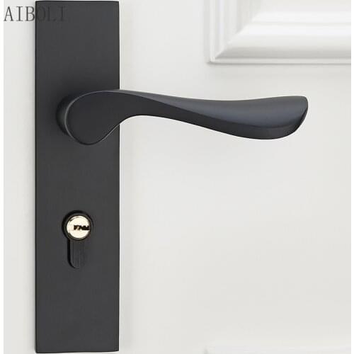 Space Aluminum Door Lock European-style Simple Bedroom Interior Handle Lock Wooden Door Room Door Lock Anti-theft Lock Core