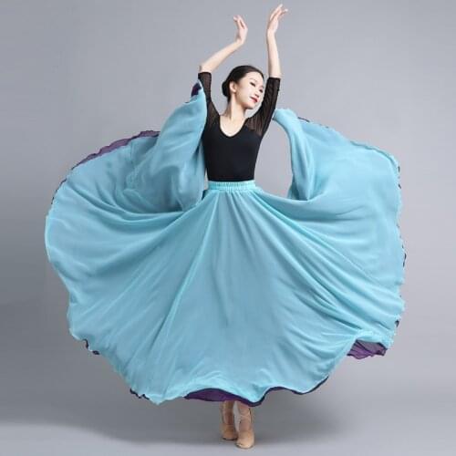 Womens dance chiffon skirt 720 degrees with big hem Holiday Casual long skirt 16 colour