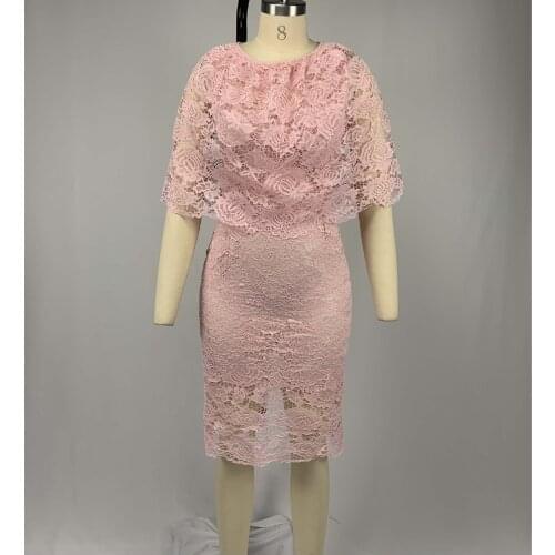 2020 Popular womens wear round neck lace cut out slim dress