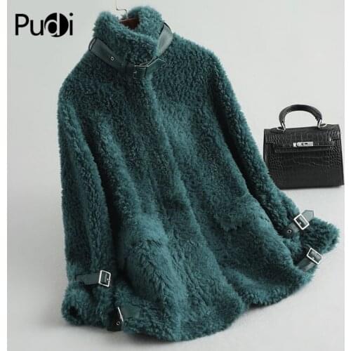 Aorice womens winter real wool fur coat girl warm jacket coats lady Long sheep fur jackets over size parkas A19101