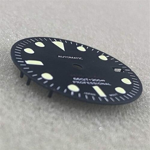 28.5mm Durable Three-dimensional Watch Dial Green Luminous Dial for NH35 Movement SKX007 Modification Accessories