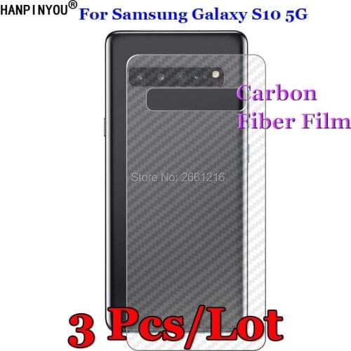 3Pcs/Lot For Samsung Galaxy S10 5G 6.7" 3D Non-slip Clear Carbon Fiber Back Film Screen Protector Protective Sticker (Not Glass)