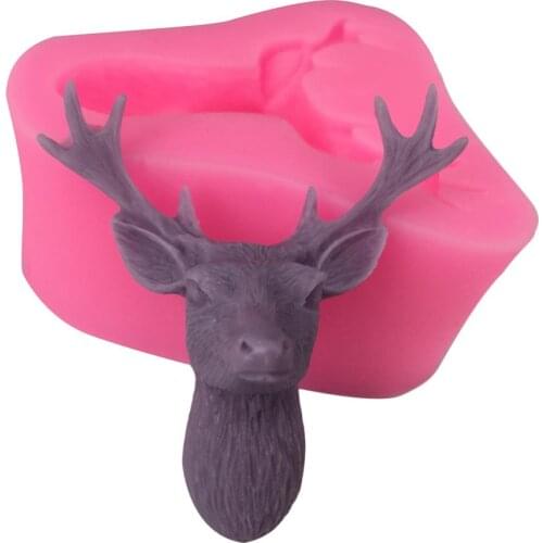 3D Deer Head Chocolate Mold Fondant Sugar Mold Christmas Decoration Cake Tools Aromatherapy Gypsum Silicone Mold